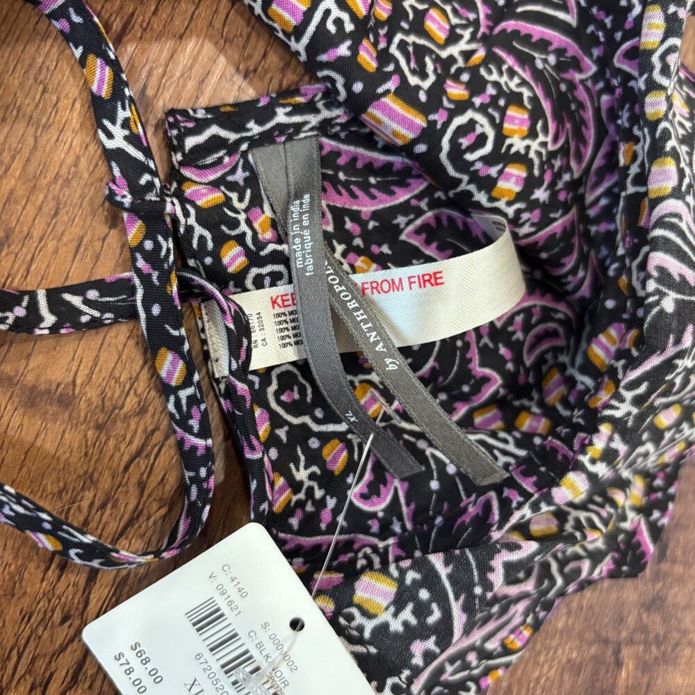 NWT $68 Anthropologie Silky Purple Paisley Pajama Sleep Set w/ Shorts Women's XL - Picture 5 of 5